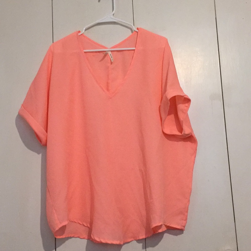 Coral/peach bright blouse